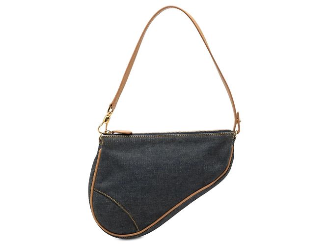 Borsa a tracolla Mini Denim Saddle Pochette Dior Blu
