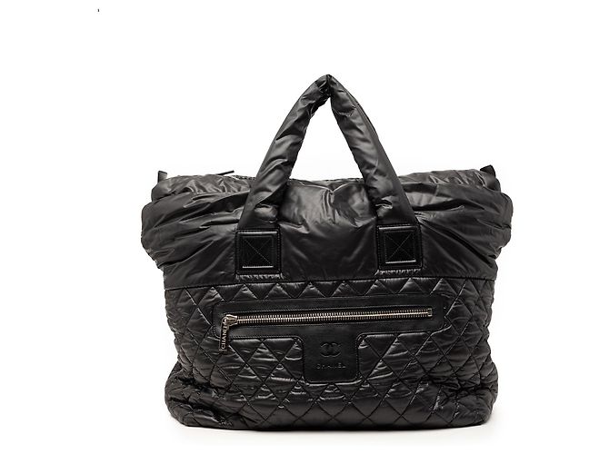 Chanel Large Coco Cocoon Wendbare Tote aus gestepptem Nylon, Schwarz