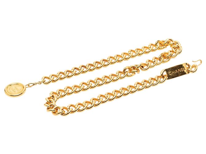 Gold Chanel CC Medallion Chain-Link Belt Golden