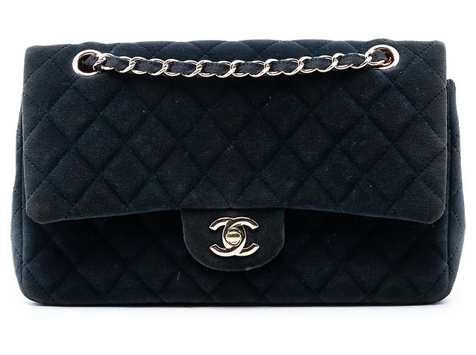 Borsa a tracolla Chanel Medium Classic Double Flap in velluto blu
