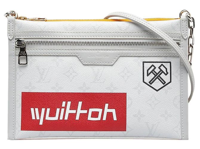 Borsa a tracolla Double Flat Louis Vuitton Monogram Antartica grigia Grigio