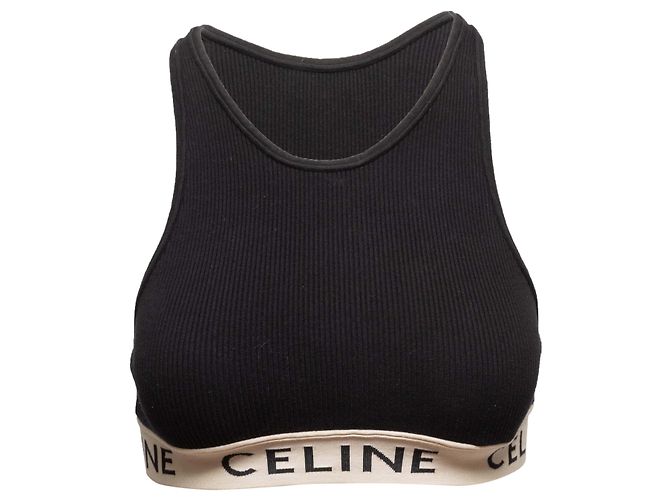 Céline Celine Cropped Bra Top Schwarz & Weiß Größe US S