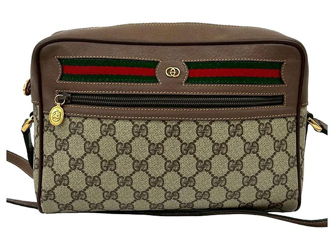 Borsa a tracolla Gucci GG Supreme Web marrone