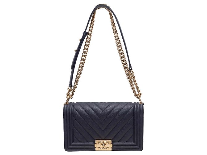 Borsa Chanel Medium Boy Bag Navy Blu