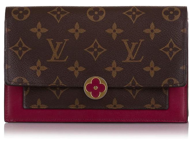 Bolsa Tiracolo Louis Vuitton Monogram Flore Wallet On Chain Castanha