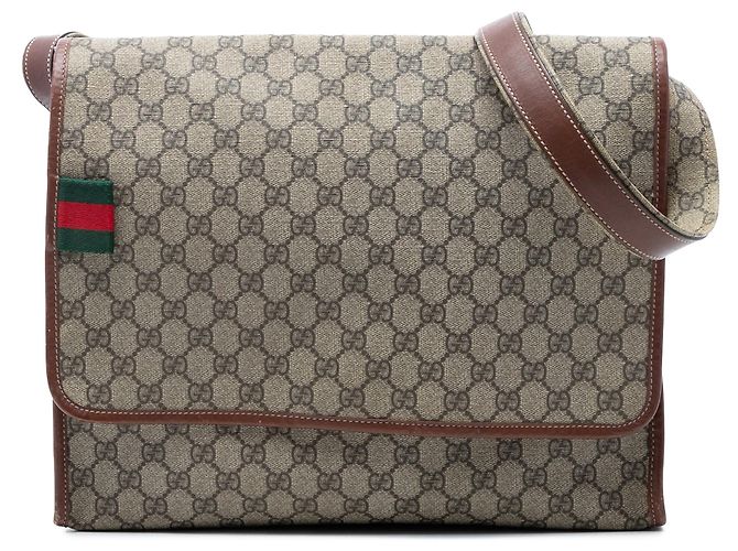 Borsa a tracolla Gucci GG Supreme Web beige