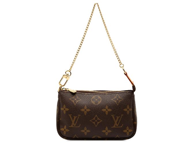 Bolso de mano Louis Vuitton Monogram Mini Pochette Accessoires Marrón Castaño
