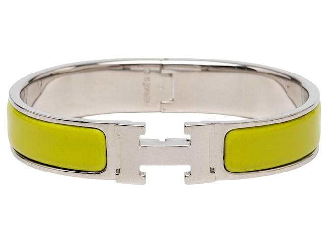 Yellow Hermès Narrow Enamel Clic H Bracelet GM 