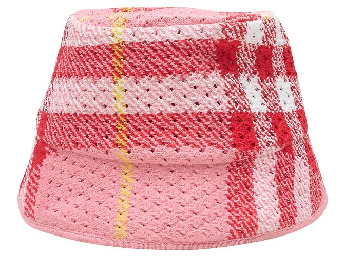 Cappello Bucket in maglia Burberry Nova Check Rosa e Multicolor Dimensione US M