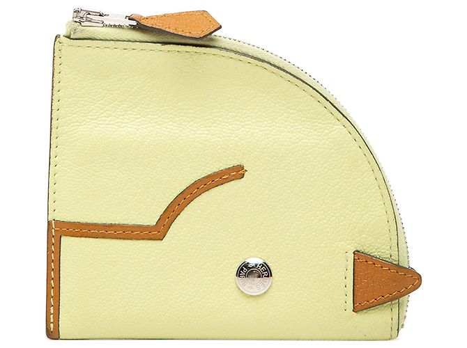 Porta-moedas Hermès Paddock em Chevre Amarelo
