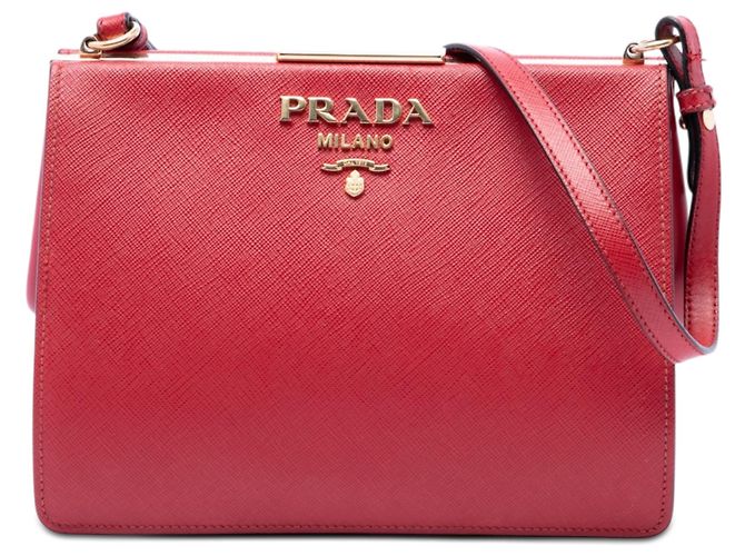 Borsa a tracolla Prada Saffiano e City Calf Light Frame rossa Rosso
