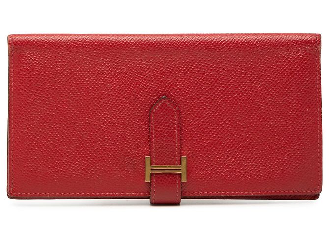 Cartera larga Hermès Bearn en Epsom roja