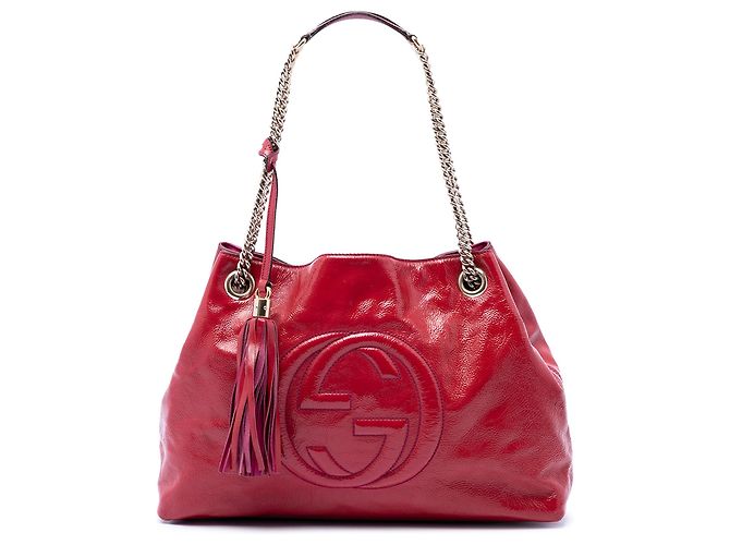 Bolso Soho Chain Medium de charol rojo Gucci Roja