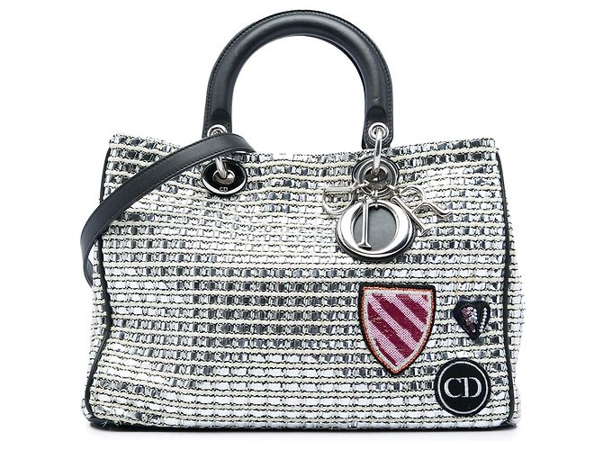 Borsa Diorissimo in tweed metallizzato argento Dior Medium