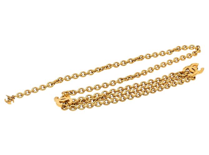 Gold Chanel Gold Plated Triple CC Chain Belt