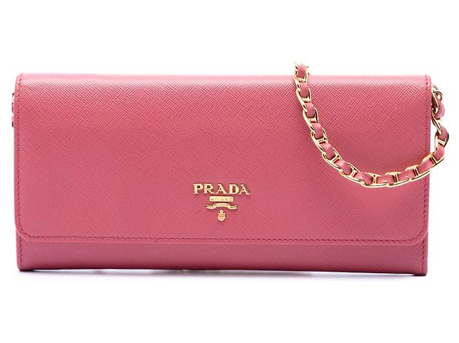 Borsa a tracolla Prada Saffiano Wallet On Chain Rosa