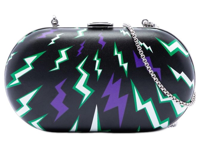 Clutch Prada Universal Studios Leather Thunder Frankenstein nera con catena e tracolla Nero