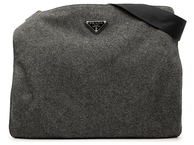 Borsa a tracolla Prada in lana grigia Grigio