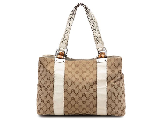Tote Gucci Medium GG Canvas Bamboo Libeccio beige