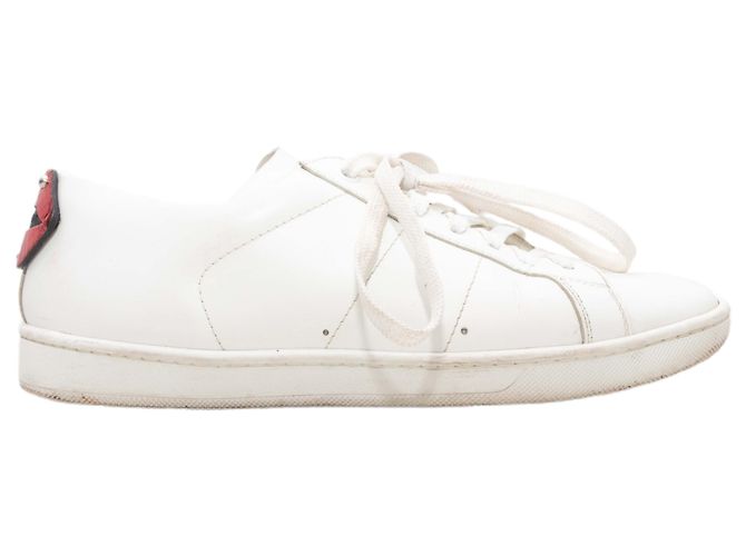 Saint Laurent Leder Low-Top Sneaker White & Multicolor Größe 37 Weiß