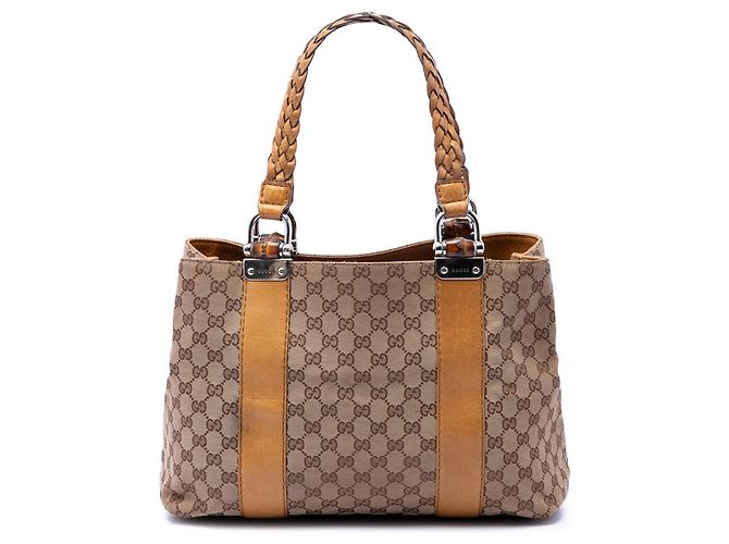 Tote Gucci Medium GG Canvas Bamboo Libeccio Beige