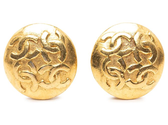 Orecchini a clip rotondi Chanel CC placcati oro D'oro
