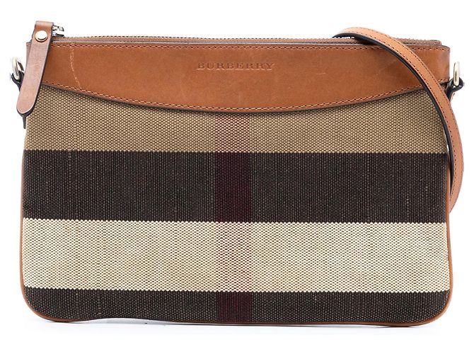 Borsa a tracolla Burberry Peyton in tela Mega Check marrone