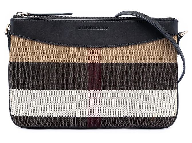 Borsa a tracolla Burberry Peyton in tela Mega Check marrone