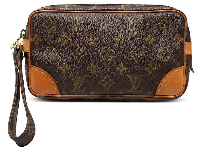 Louis Vuitton Monogram Marly Dragonne PM Clutch Bag Braun