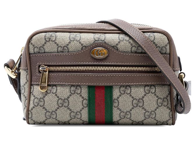 Borsa a tracolla Gucci Mini GG Supreme Web Ophidia Beige