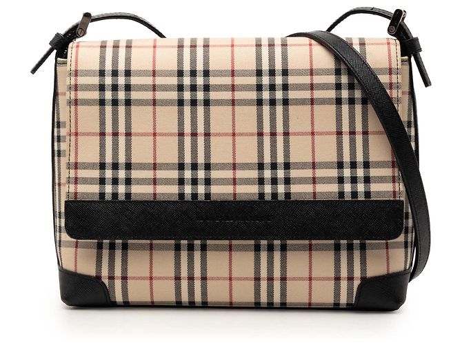 Bolsa Tiracolo com Aba Burberry House Check Canvas Bege