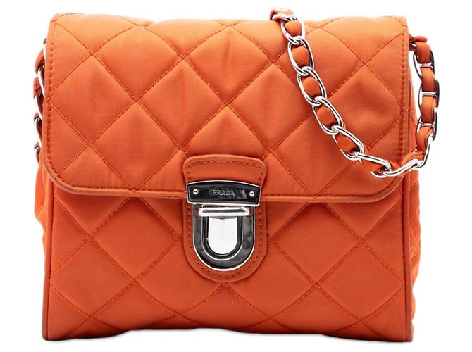 Bolso bandolera con cadena Prada Impuntu Tessuto Naranja