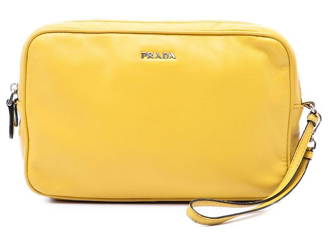 Gelbe Prada Leder-Wristlet-Clutch