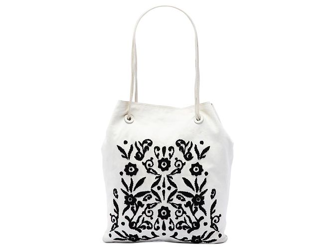 Bolso Tote Prada Nappa Ricamo Blanco
