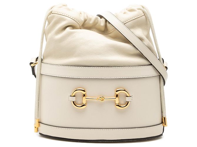 Horsebit 1955 Borsa a secchiello Gucci 1955 Horsebit in pelle di vitello bianca Bianco