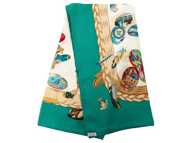 Pañuelo de seda Hermès Couvee d Hermes Verde 90