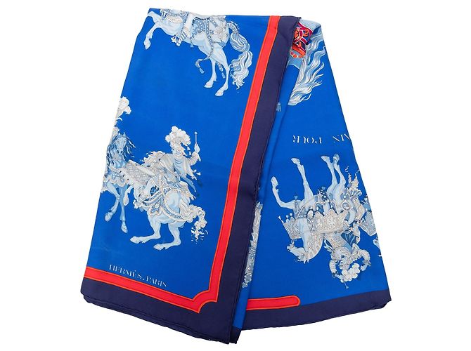 Hermès Carrousel Seidentuch Blau 90 