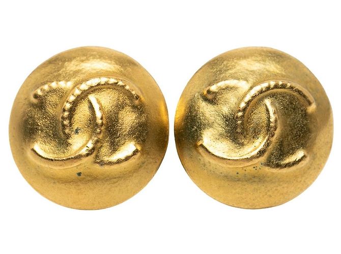 Orecchini a cerchio Chanel CC placcati oro D'oro
