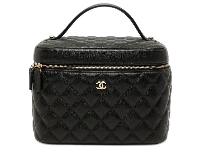 Chanel Medium CC Quilted Caviar Vanity Case Schwarz