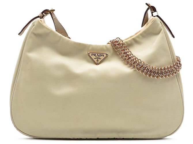 Borsa a tracolla con catena Prada Tessuto Marrone