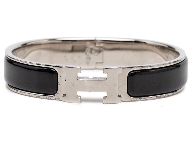 Hermès Clic H Armband schmal Email Schwarz PM