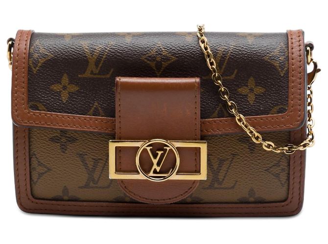 Bolso bandolera Louis Vuitton Monogram Reverse Dauphine Wallet on Chain Marrón Castaño