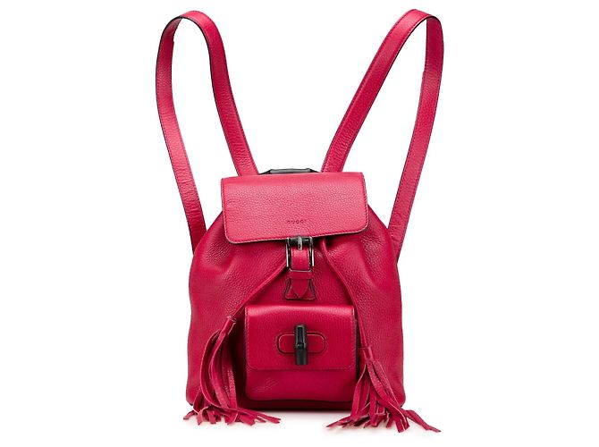 Bamboo Zaino Daily Gucci in pelle rosa con bambù