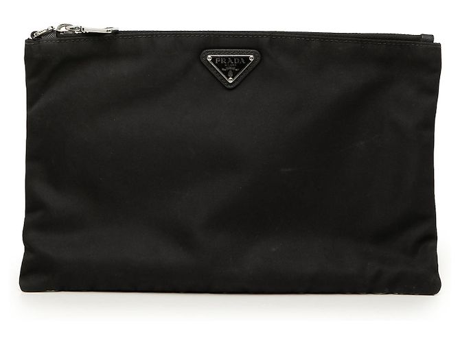Clutch con zip Prada Tessuto nera Nero