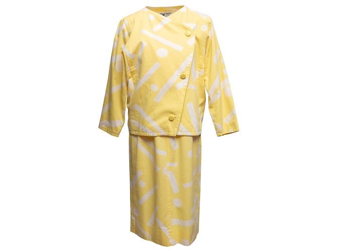 Set Giacca e Abito Stampati Courreges Giallo e Bianco Designer Taglia 0