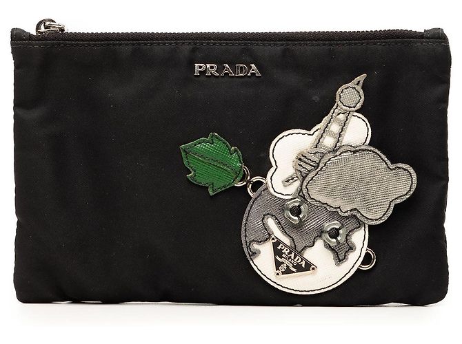 Bolsa Robot em Tessuto com acabamento em Saffiano Prada preta Preto