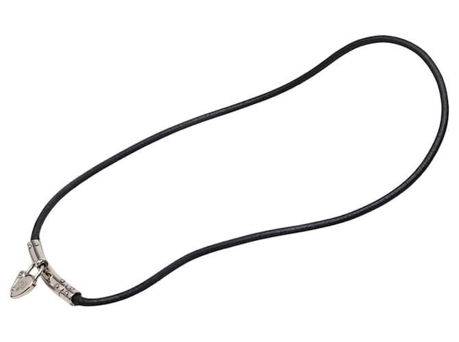 Collier Choker Hermès Vive L Idee avec Cadenas Cœur Plaqué Palladium Noir 