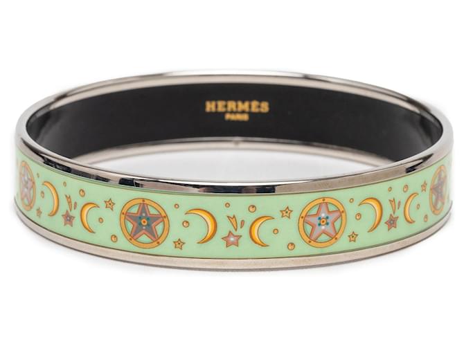 Bracelet jonc Hermès Narrow Enamel Moon and Stars Vert 70 