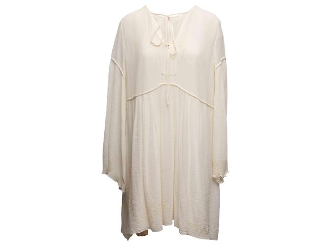 Chloé Chloe Langarmkleid aus Baumwolle & Seide, weiß, Größe FR 44