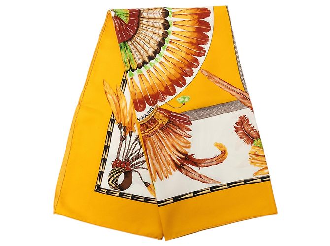 Foulard in seta Hermès Brazil giallo 90